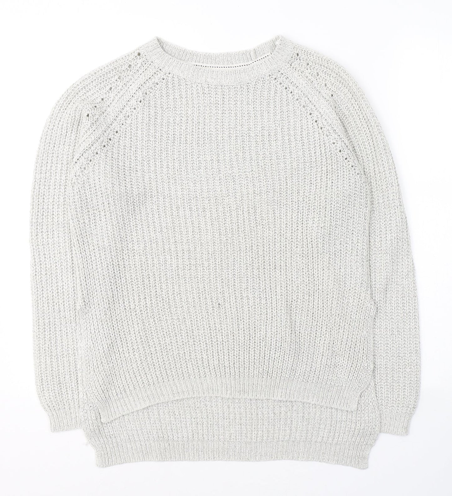 Papaya Womens Grey Round Neck  Acrylic Pullover Jumper Size M