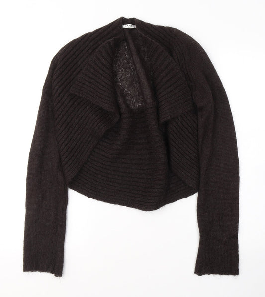PLANET Womens Brown V-Neck  Polyamide Cardigan Jumper Size S