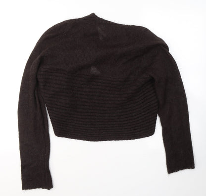 PLANET Womens Brown V-Neck  Polyamide Cardigan Jumper Size S