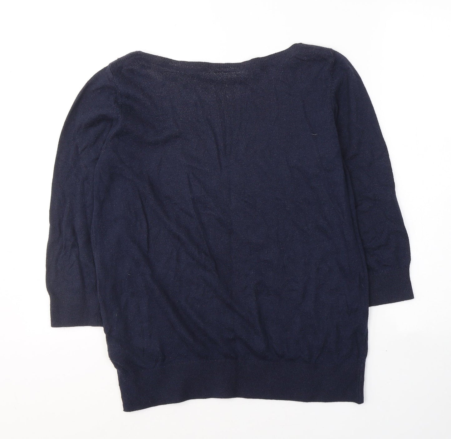 Wallis Womens Blue  Viscose Basic Blouse Size M Round Neck - butterfly