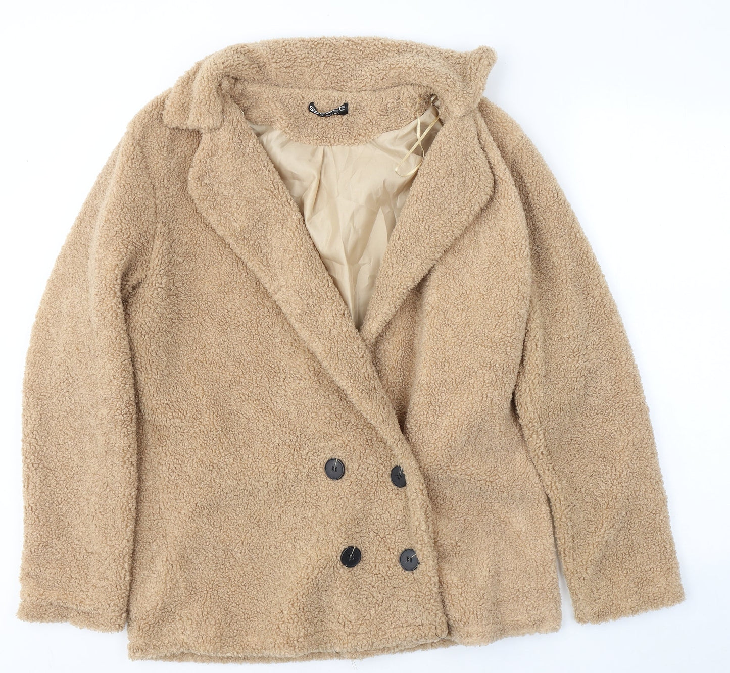 Selected Womens Beige   Pea Coat Coat Size 12  Button