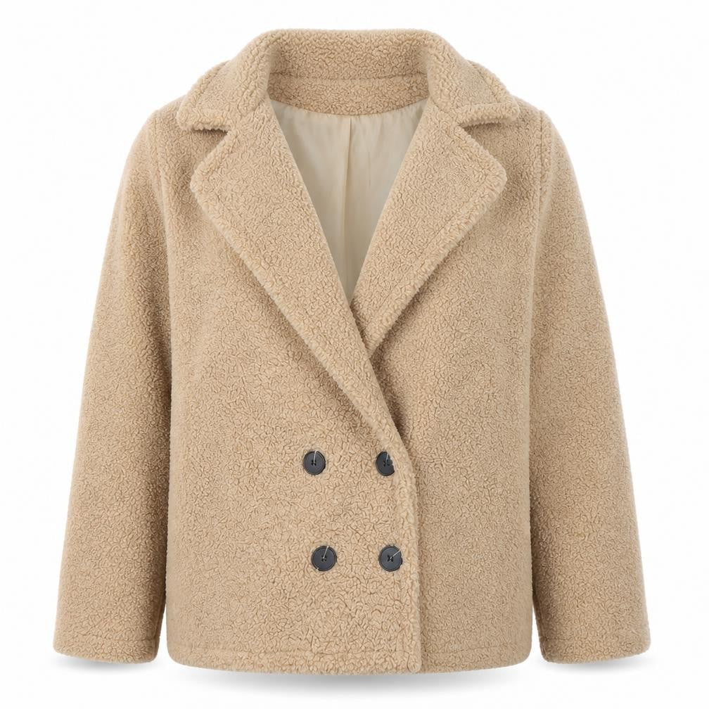 Selected Womens Beige   Pea Coat Coat Size 12  Button