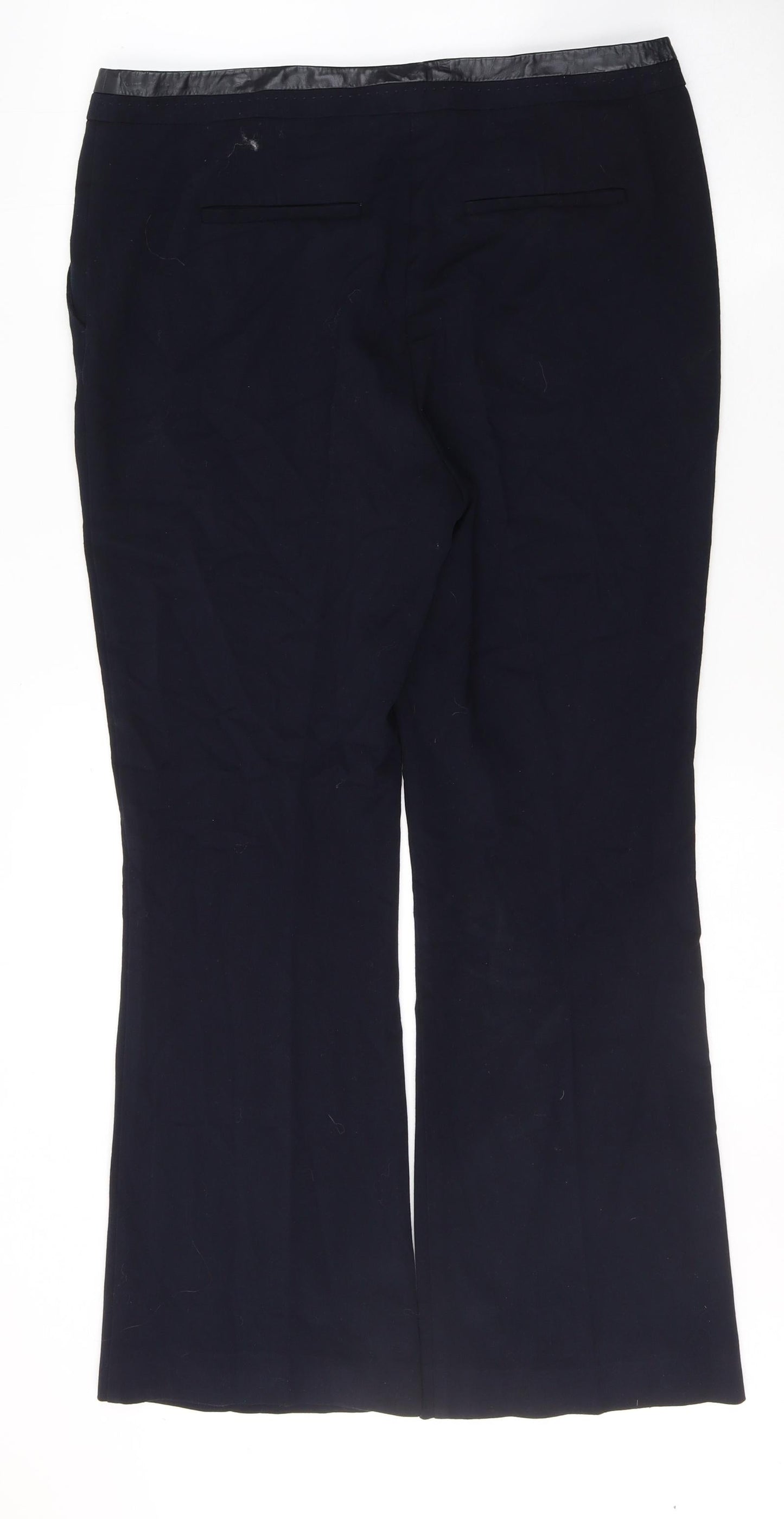 Per Una Womens Blue  Polyester Trousers  Size 14 L28 in Regular Button