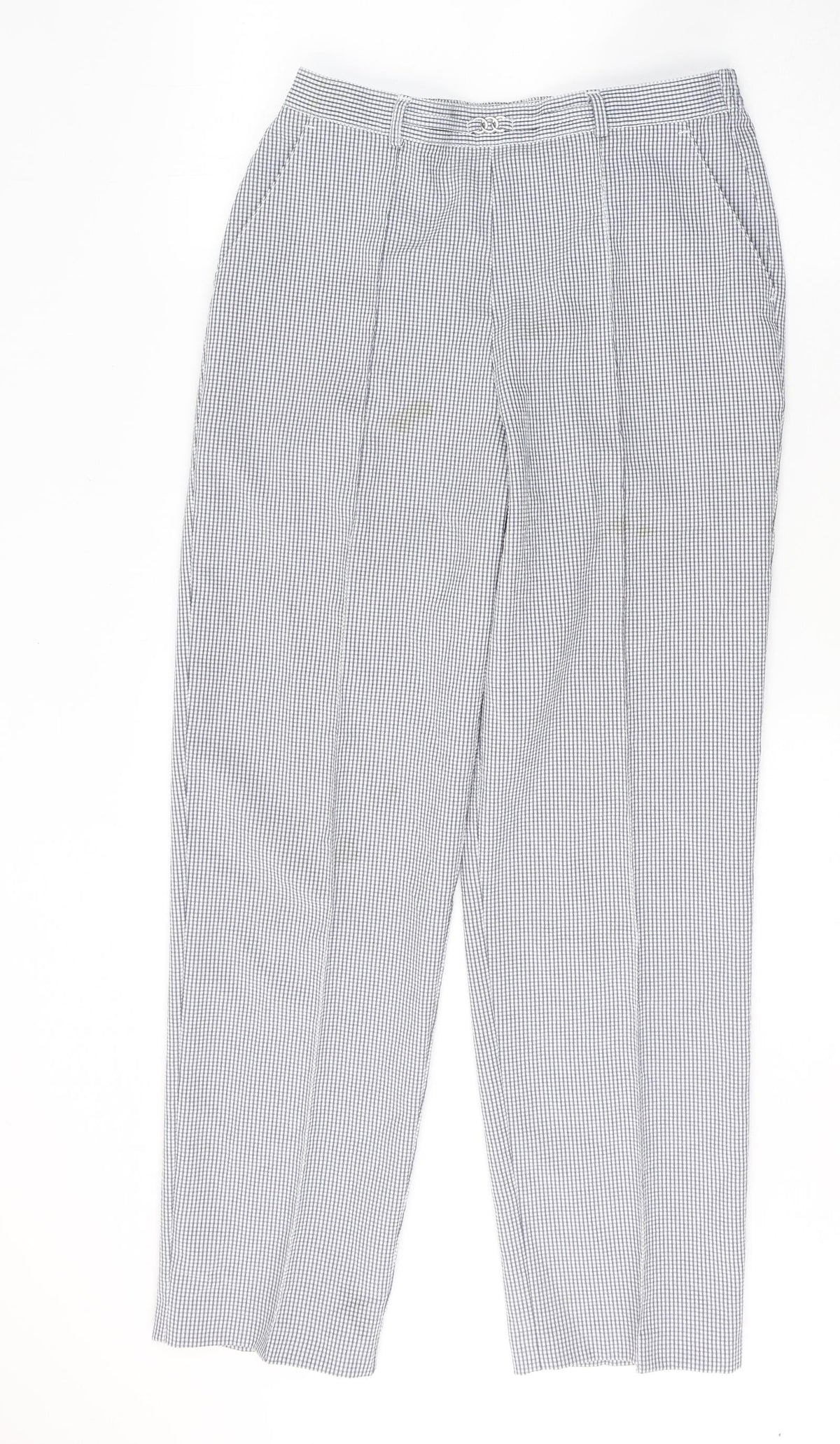 Preworn Womens White Check Polyester Trousers  Size 28 L29 in Regular