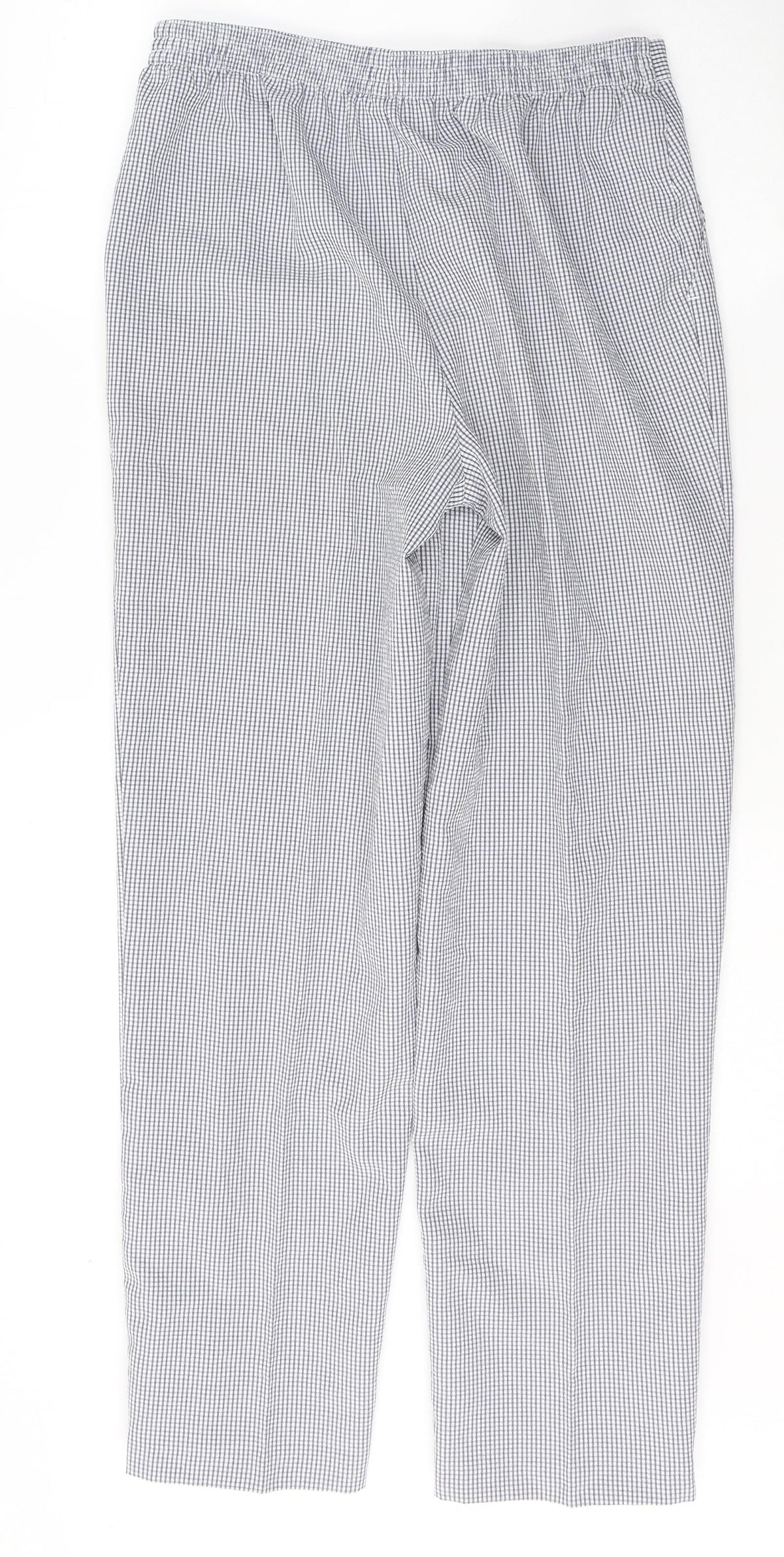 Preworn Womens White Check Polyester Trousers  Size 28 L29 in Regular