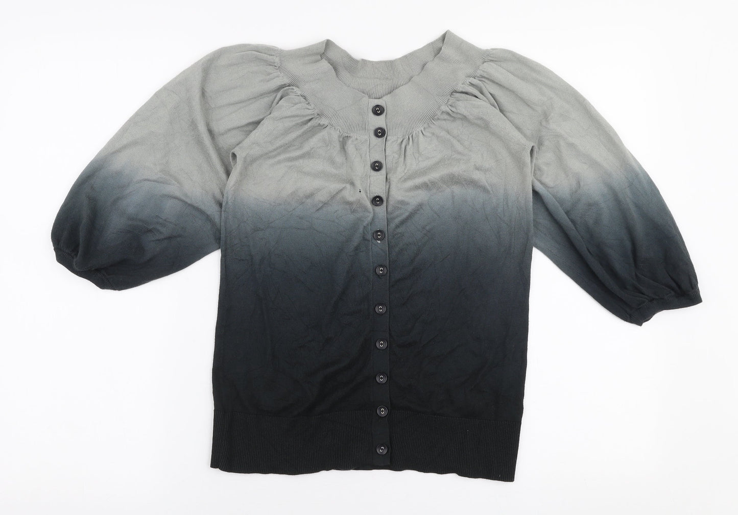 Oasis Womens Grey Round Neck  Cotton Pullover Jumper Size 8
