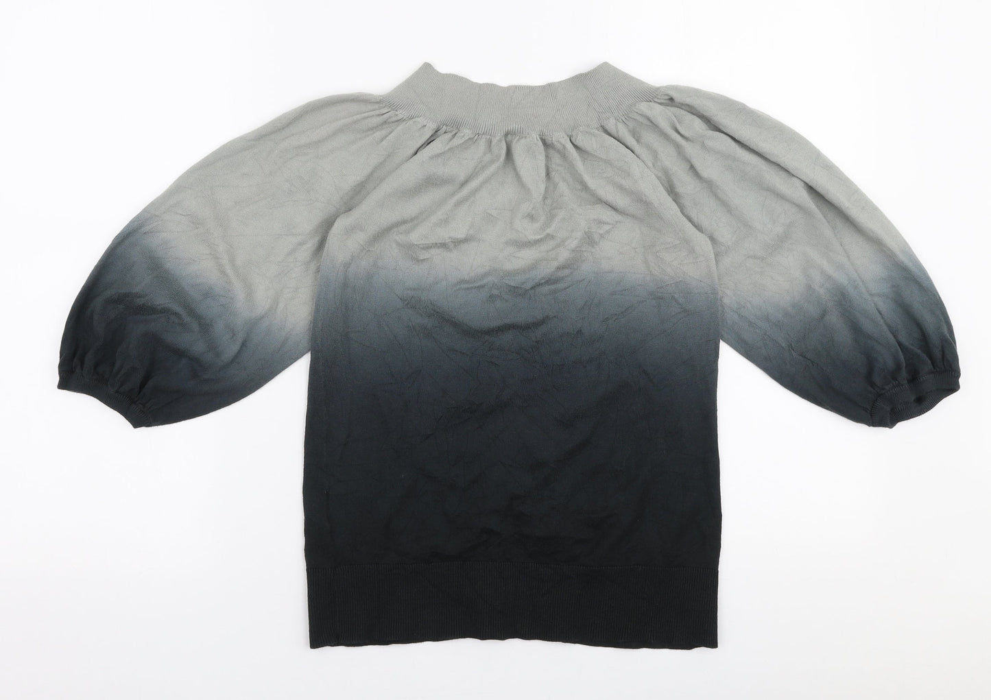 Oasis Womens Grey Round Neck  Cotton Pullover Jumper Size 8
