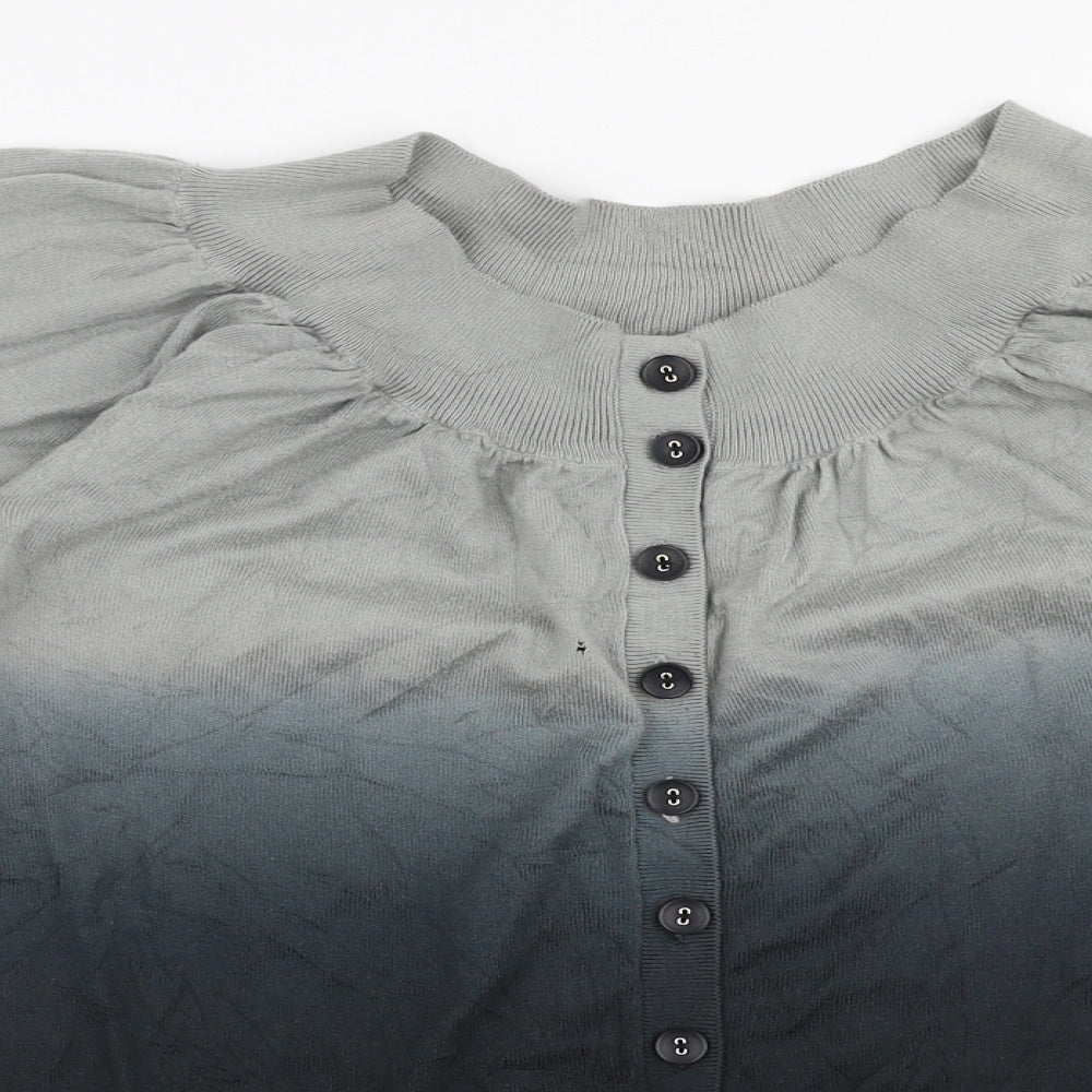 Oasis Womens Grey Round Neck  Cotton Pullover Jumper Size 8