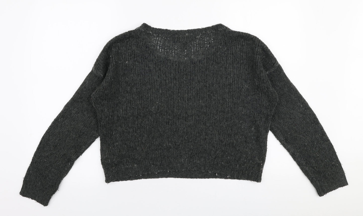 H&M Womens Green Round Neck  Acrylic Pullover Jumper Size 10
