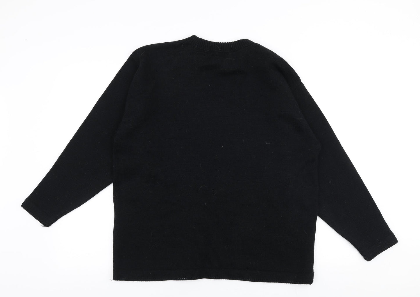 Bensons Womens Black Round Neck  Polyester Pullover Jumper One Size