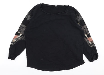 Preloved H&M Womens Black  100% Cotton Pullover Sweatshirt Size S  Pullover - Panther - Front