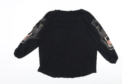 Preloved H&M Womens Black  100% Cotton Pullover Sweatshirt Size S  Pullover - Panther - Back