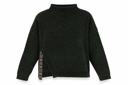 Flex Moda Womens Green High Neck  Acrylic Pullover Jumper Size M