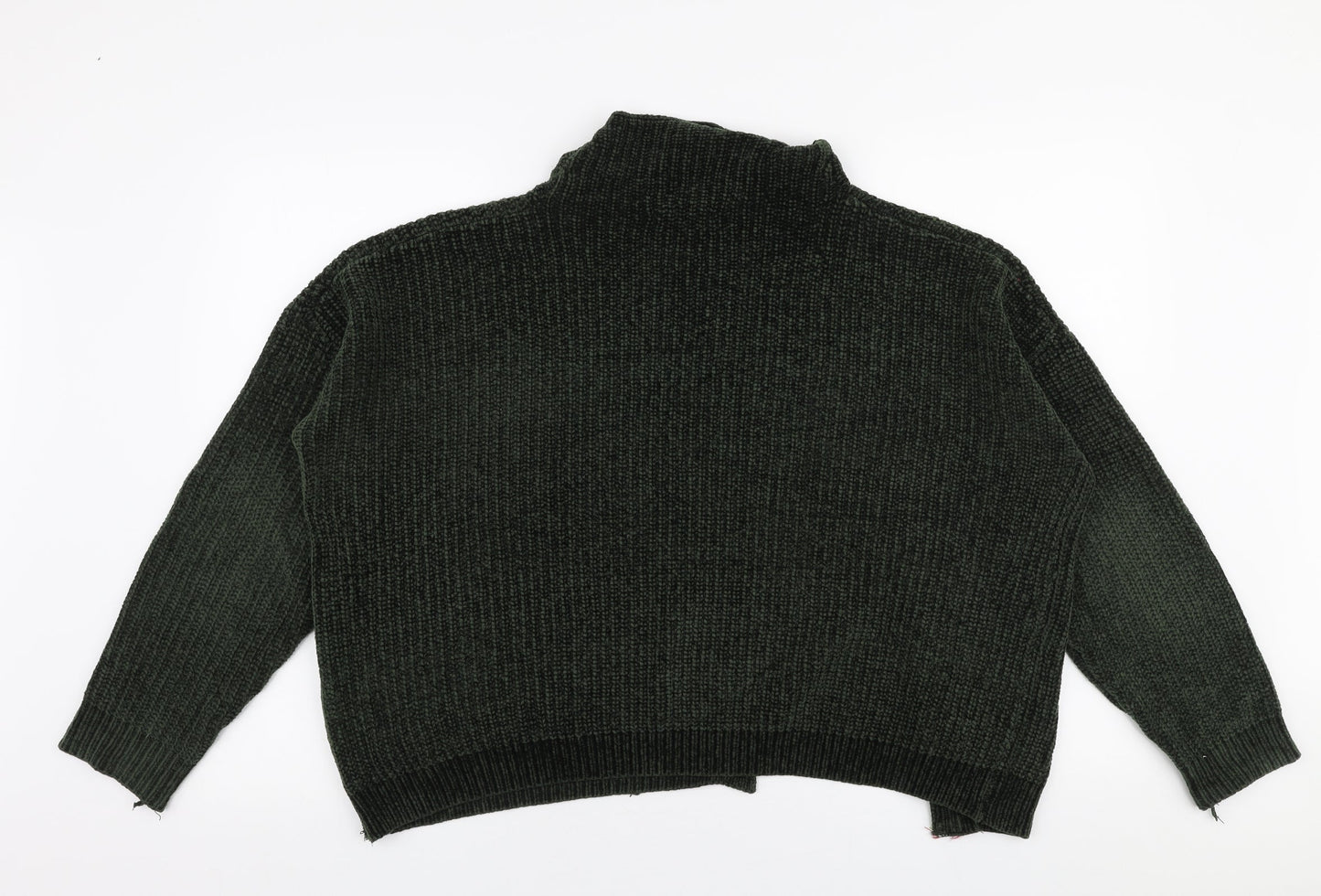 Flex Moda Womens Green High Neck  Acrylic Pullover Jumper Size M