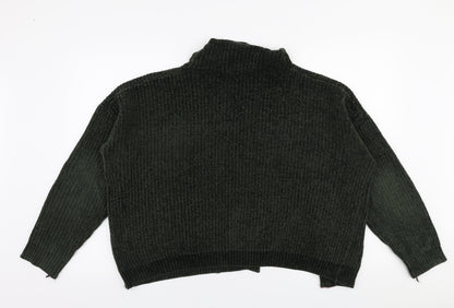 Flex Moda Womens Green High Neck  Acrylic Pullover Jumper Size M