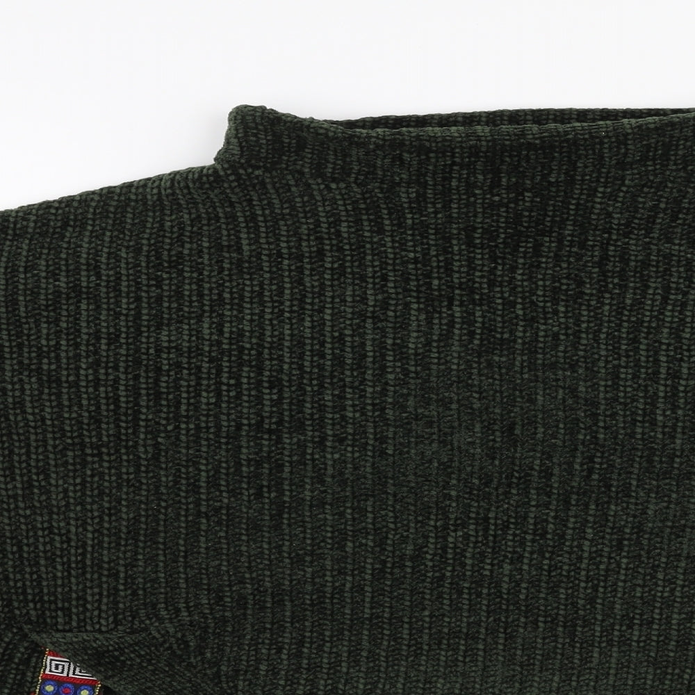 Flex Moda Womens Green High Neck  Acrylic Pullover Jumper Size M