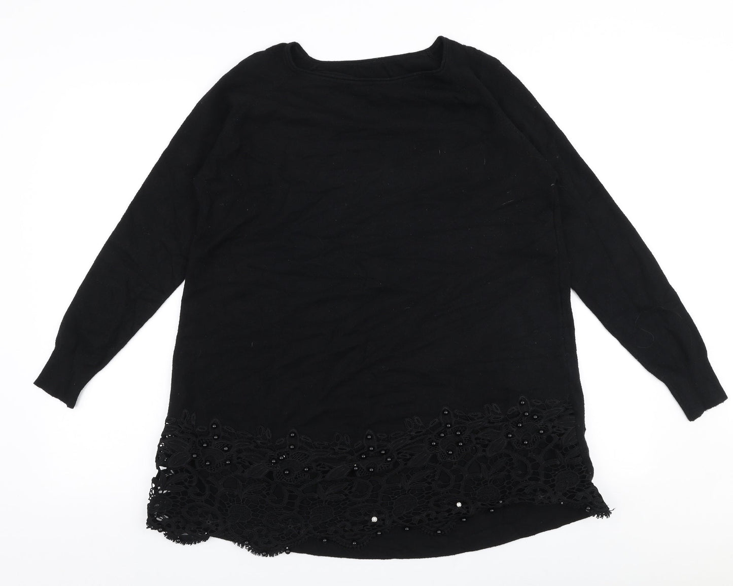 Preworn Womens Black Round Neck  Viscose Pullover Jumper Size M