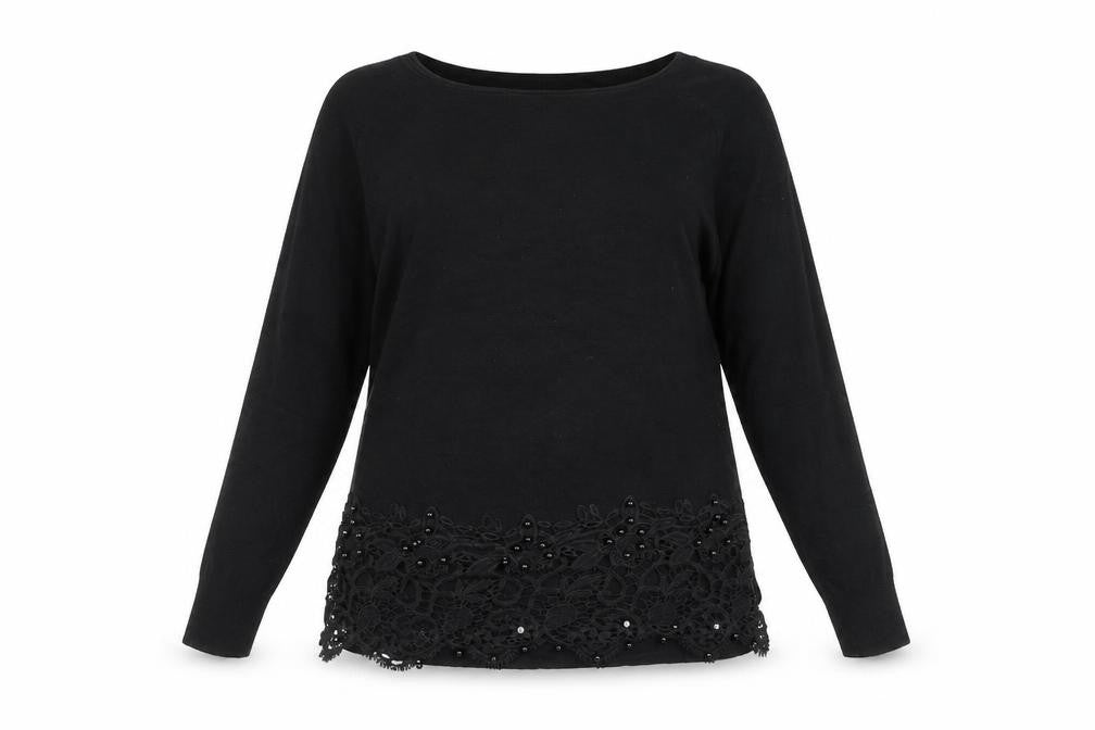 Preworn Womens Black Round Neck  Viscose Pullover Jumper Size M