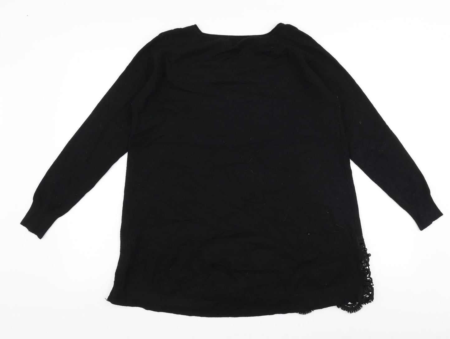 Preworn Womens Black Round Neck  Viscose Pullover Jumper Size M