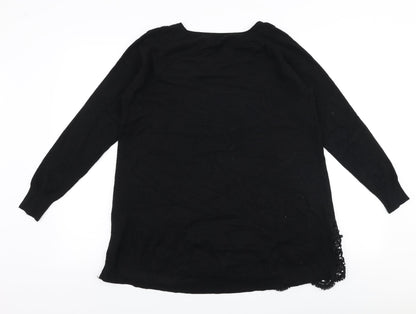 Preworn Womens Black Round Neck  Viscose Pullover Jumper Size M