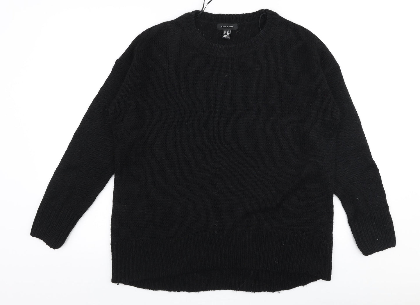 New Look Womens Black Round Neck  Acrylic Pullover Jumper Size M
