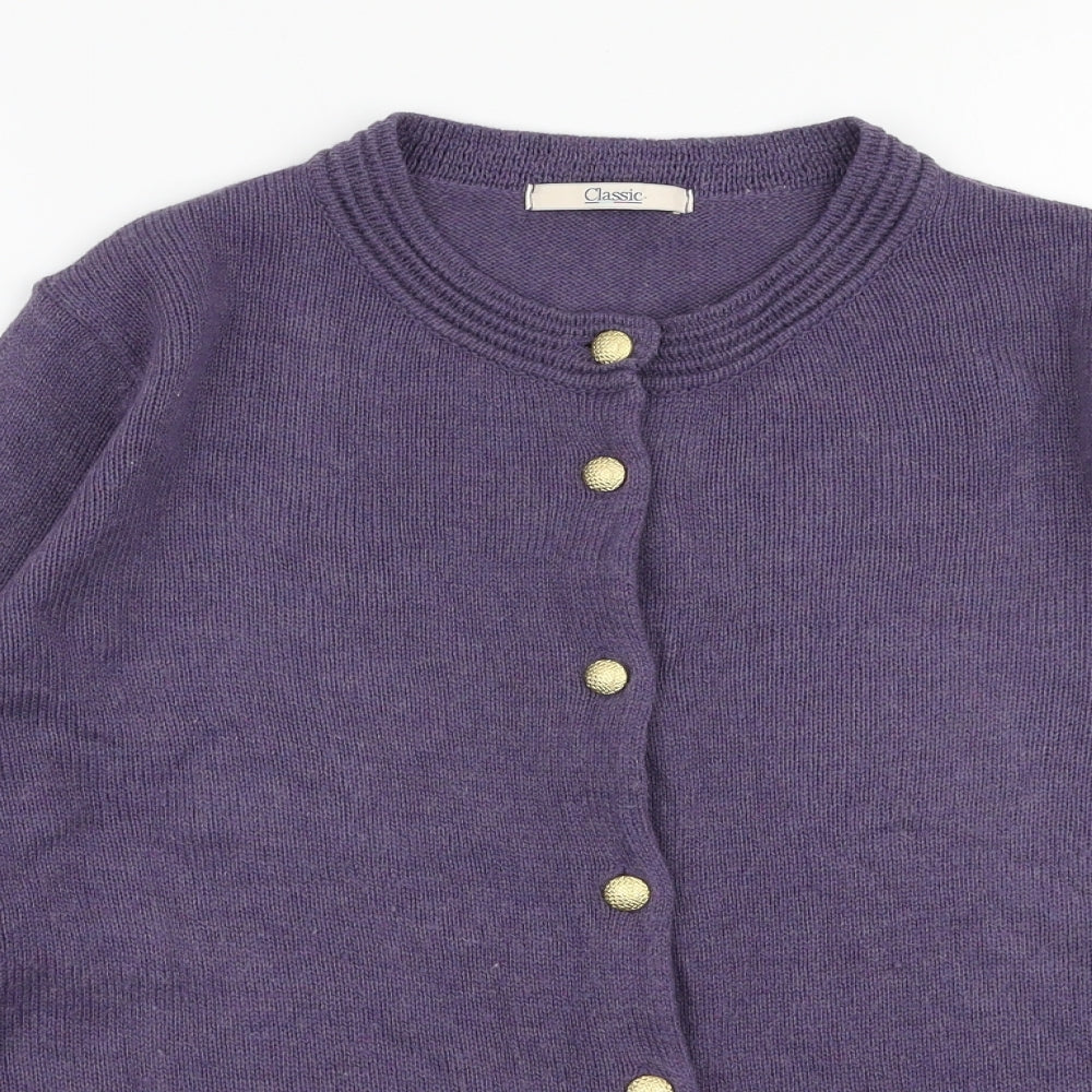 Marks and Spencer Womens Purple Round Neck  Acrylic Cardigan Jumper Size 16