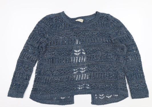 Marks and Spencer Womens Blue Round Neck  Acrylic Pullover Jumper Size 12