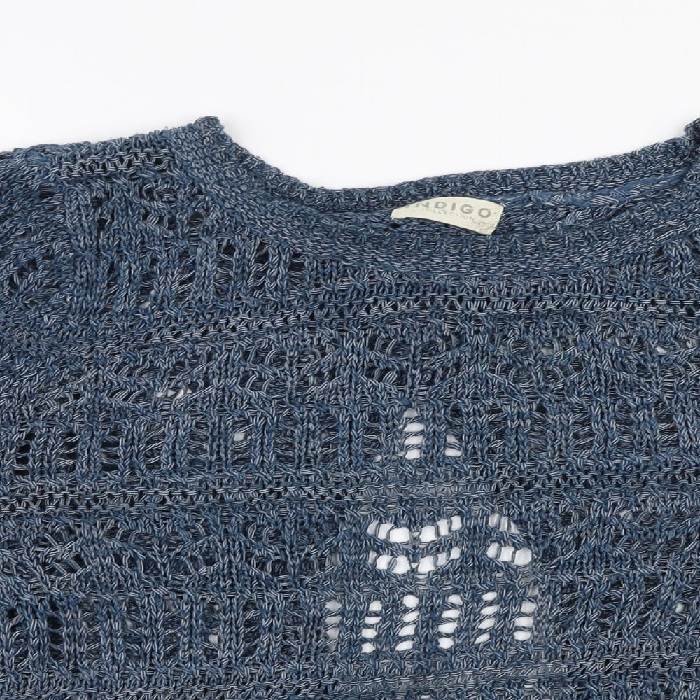 Marks and Spencer Womens Blue Round Neck  Acrylic Pullover Jumper Size 12
