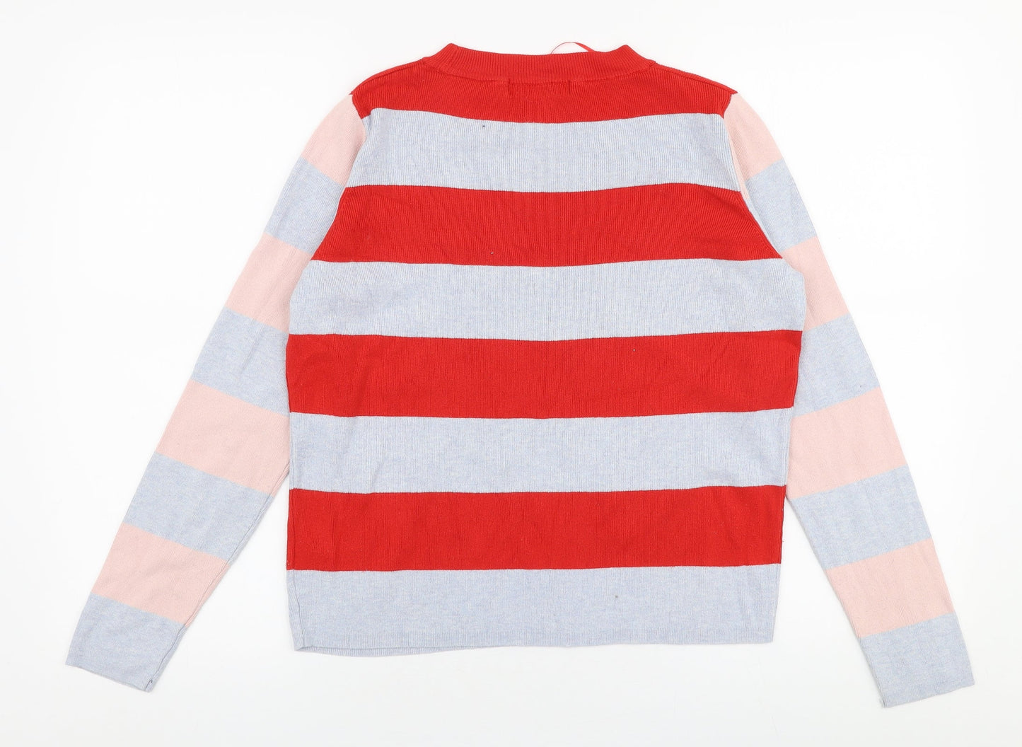 Marks and Spencer Womens Multicoloured Round Neck Striped Viscose Pullover Jumper Size 12