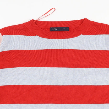 Preloved Marks and Spencer Womens Multicoloured Round Neck Striped Viscose Pullover Jumper Size 12 - Detail