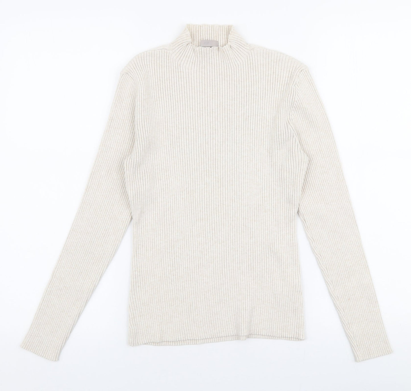 H&M Womens Beige High Neck  Polyester Pullover Jumper Size S