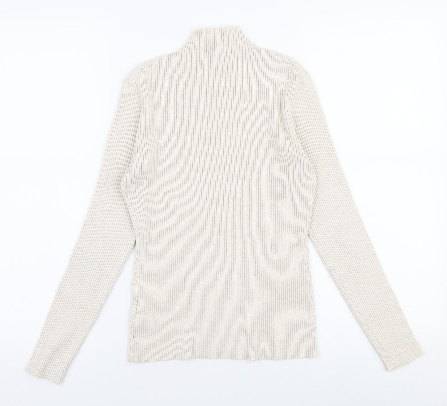 H&M Womens Beige High Neck  Polyester Pullover Jumper Size S