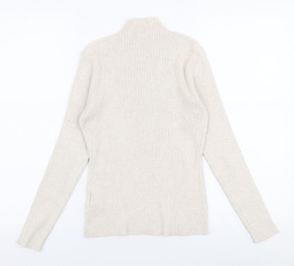 Preloved H&M Womens Beige High Neck  Polyester Pullover Jumper Size S - Back