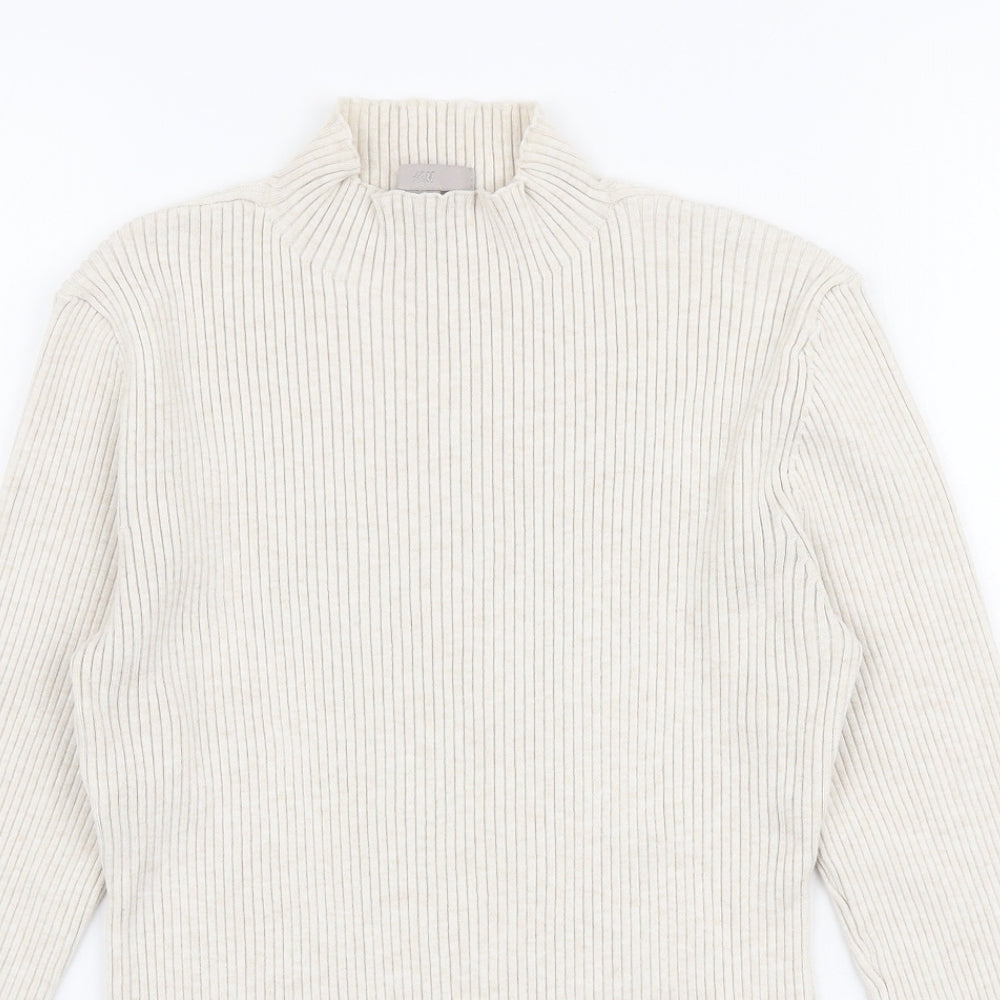 H&M Womens Beige High Neck  Polyester Pullover Jumper Size S
