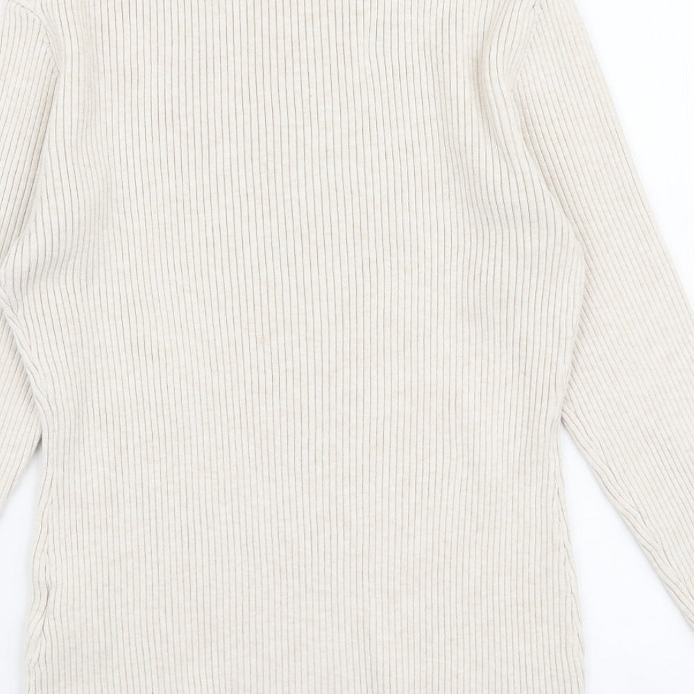 H&M Womens Beige High Neck  Polyester Pullover Jumper Size S