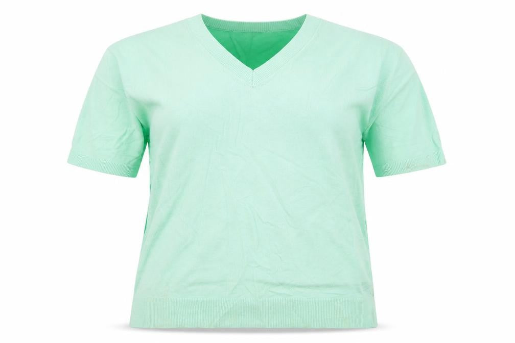 Marks & Spencer Womens Green V-Neck  Viscose Pullover Jumper Size 10