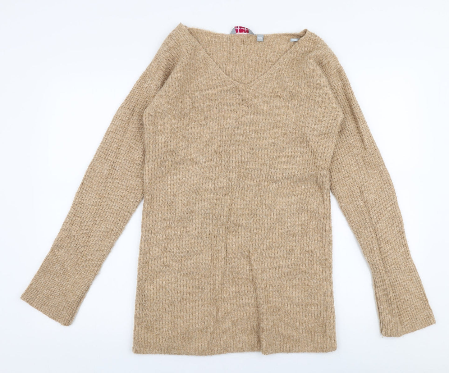 Dorothy Perkins Womens Brown V-Neck  Acrylic Pullover Jumper Size 8