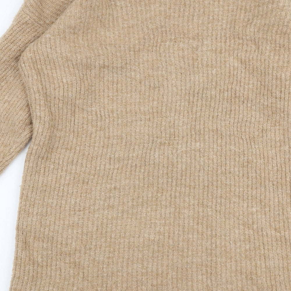 Dorothy Perkins Womens Brown V-Neck  Acrylic Pullover Jumper Size 8
