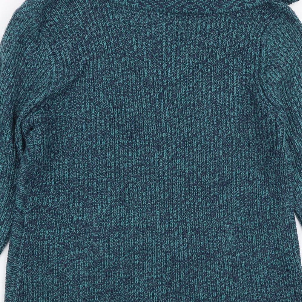 B&W Womens Blue Collared  Acrylic Cardigan Jumper Size M