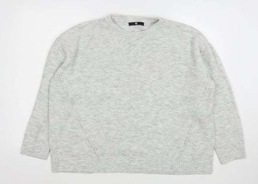 Very Womens Grey Round Neck  Acrylic Pullover Jumper Size 18