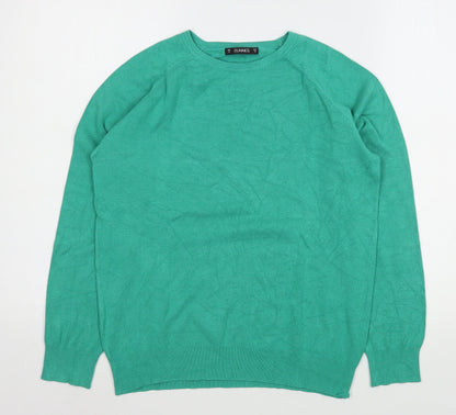 Dunnes Womens Green Round Neck  Viscose Pullover Jumper Size M