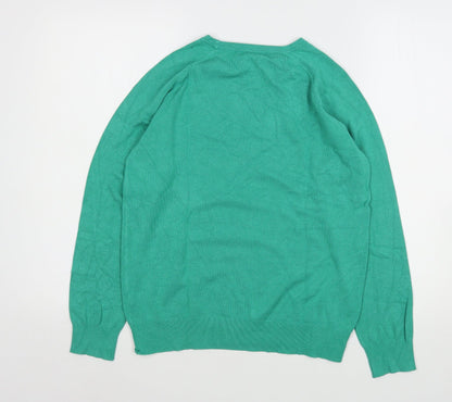 Dunnes Womens Green Round Neck  Viscose Pullover Jumper Size M