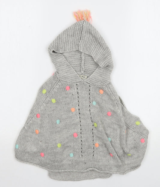 NEXT Girls Grey Polka Dot Acrylic Pullover Hoodie Size M