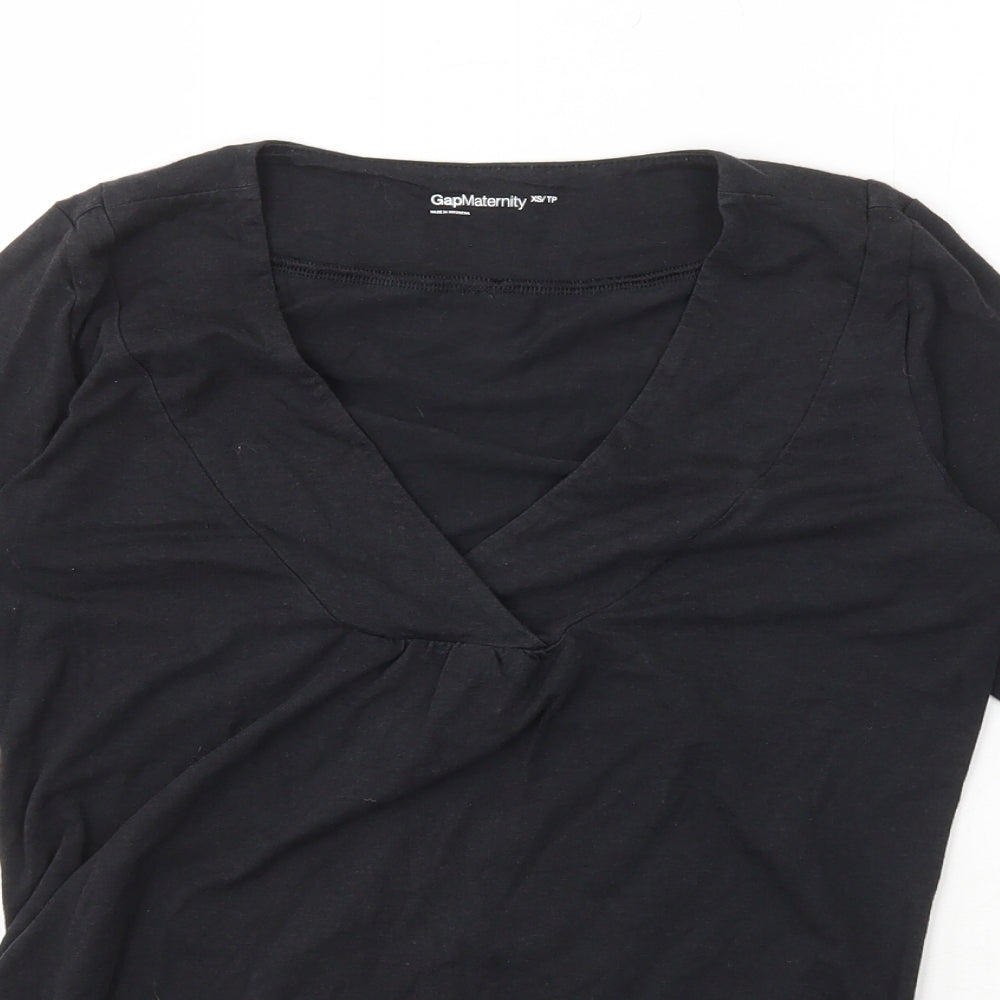 Gap Maternity Womens Grey  Cotton Basic T-Shirt Size XS V-Neck