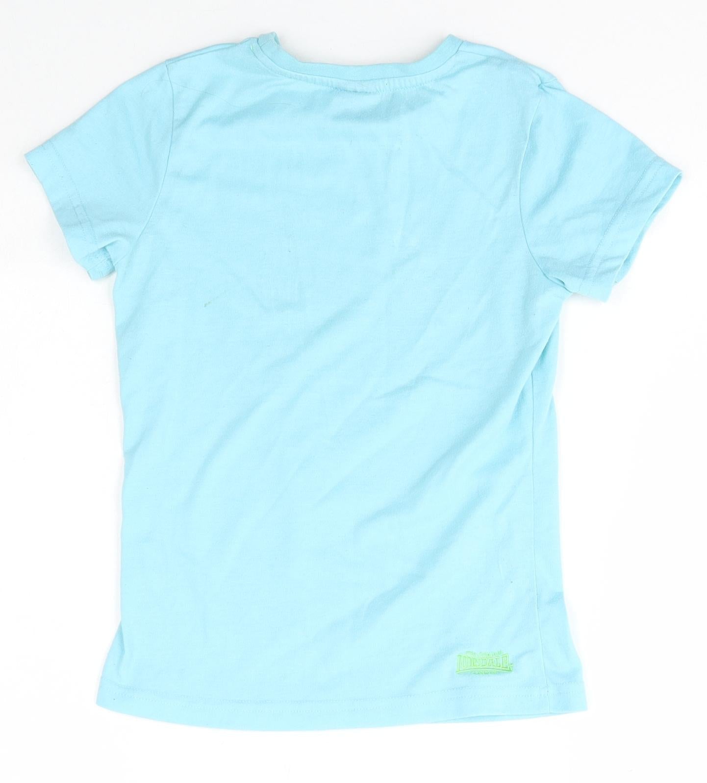 Lonsdale Boys Blue  Polyester Basic T-Shirt Size 9-10 Years Crew Neck Pullover
