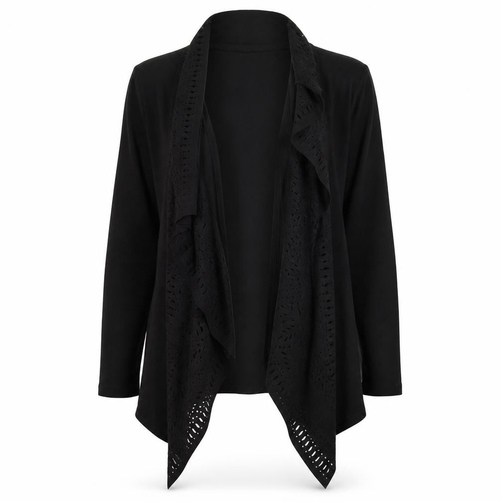 Klass Womens Black Scoop Neck Geometric Polyester Wrap Jumper Size S