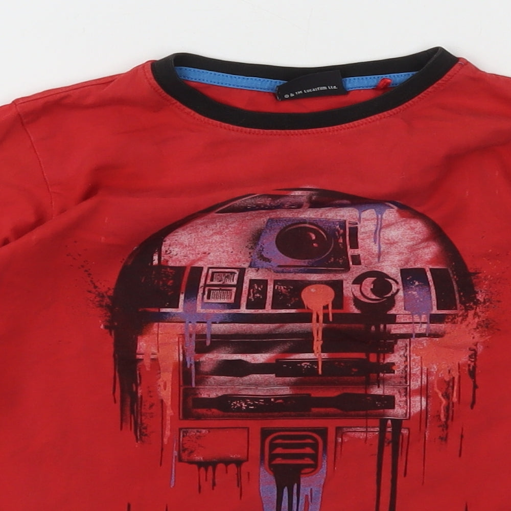 NEXT Boys Red  Cotton Basic T-Shirt Size 6 Years Crew Neck Pullover