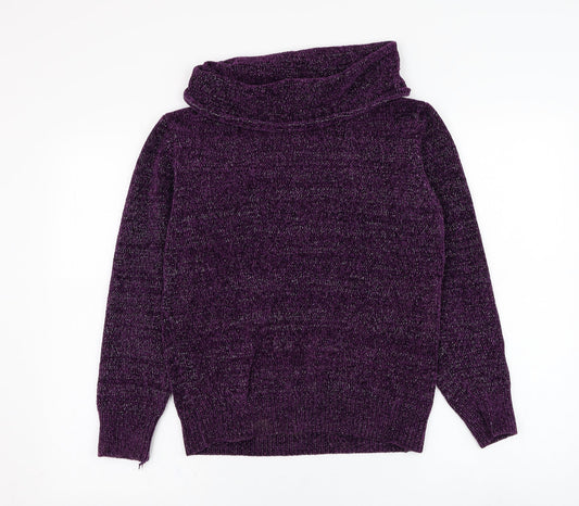 Anna Rose Womens Purple Roll Neck  Polyester Pullover Jumper Size S