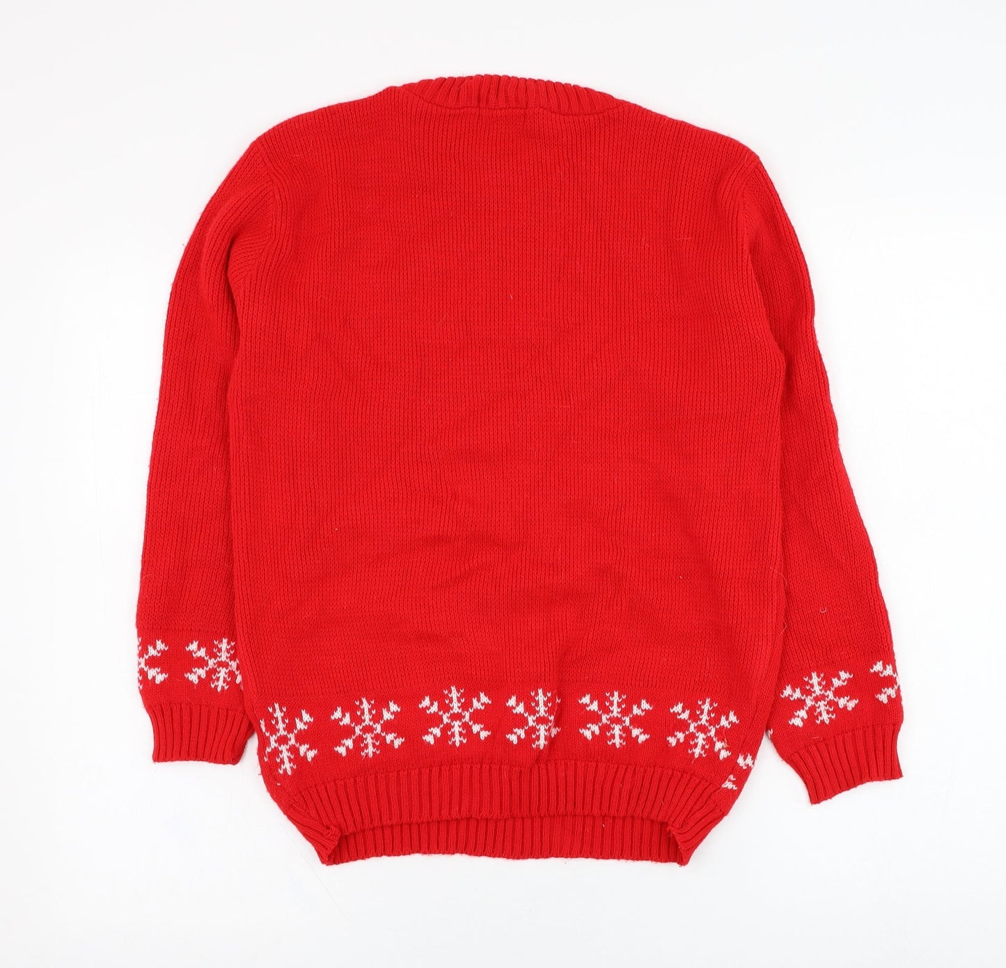 In the Style Womens Red Round Neck  Acrylic Pullover Jumper Size XS   - Christmas