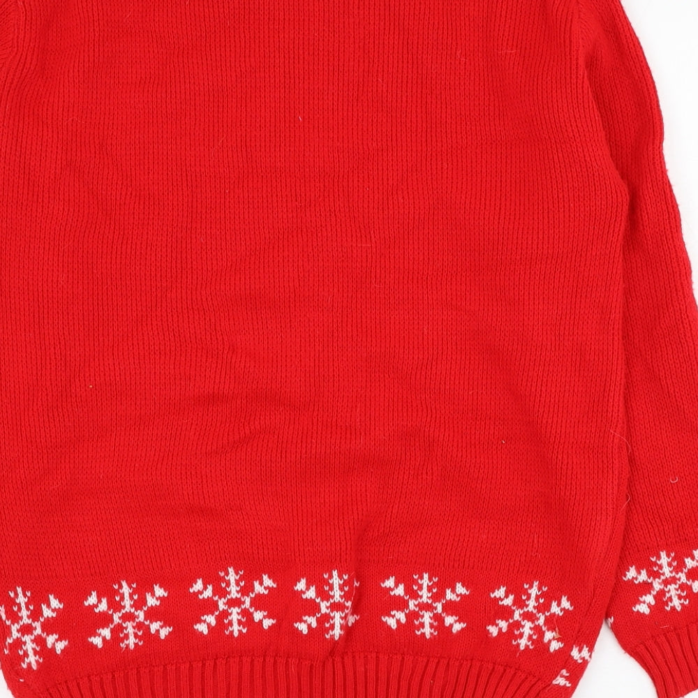 In the Style Womens Red Round Neck  Acrylic Pullover Jumper Size XS   - Christmas